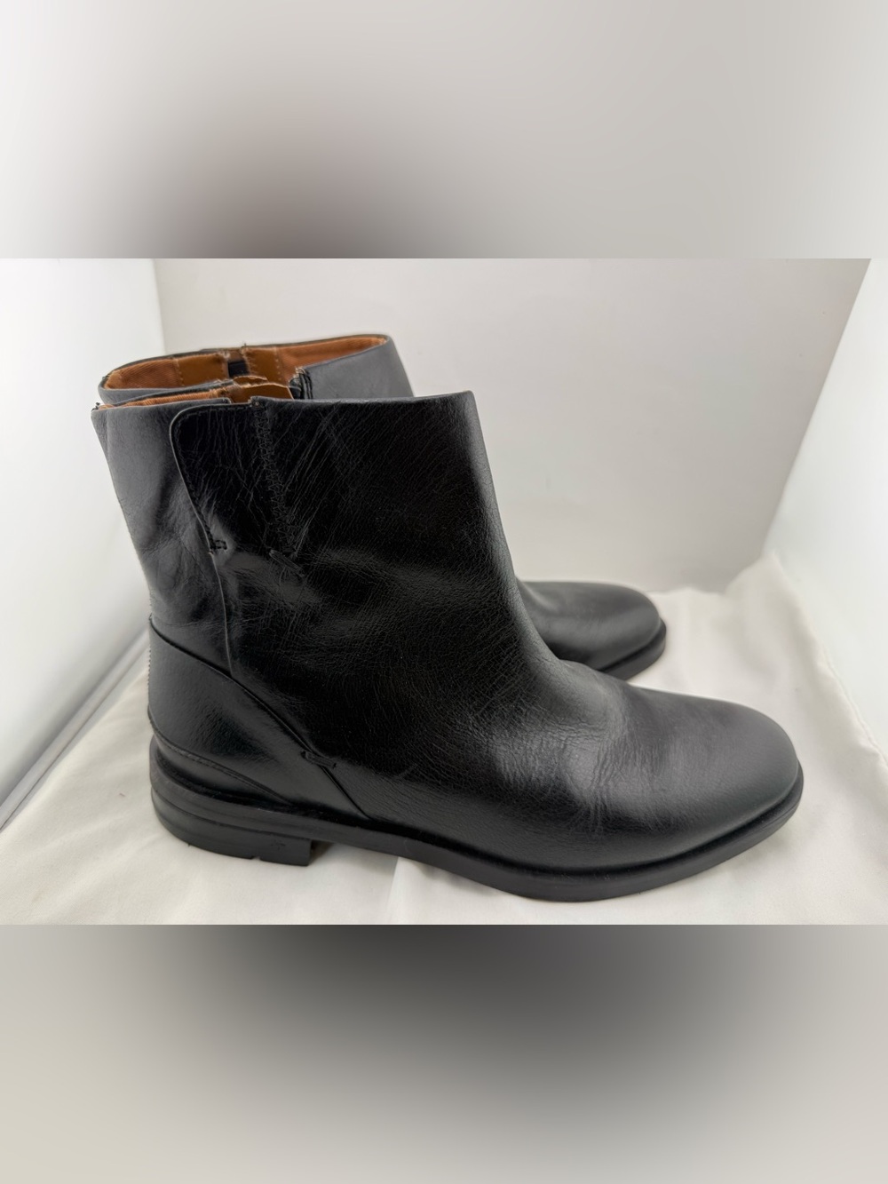 Franco Sarto Mist Black Leather Ankle Boots